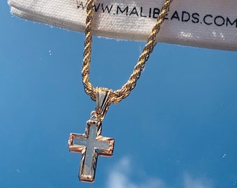 18K Baby Cross Necklace,Rope Chain with Cross,Kids Gold Cross Necklace,Toddler Cross Necklace,Baby Rope Necklace,Gold Filled Cross Chain