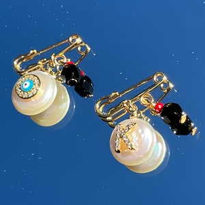 Personalized Azabache Baby Pin,Mal de ojo Para Bebe,Dainty Baby brooch,Protection Pin,Newborn gift,Keepsake pin,Stroller Safety Pin