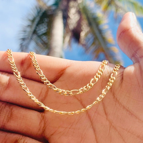 18K Figaro Chain Anklet for Little Girls, Ready To Ship, 1 Year old Girl Gift, Toddler Girl Gift, Gold Filled Baby Anklet, Mommy and Me Gift