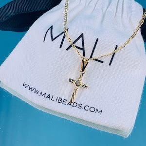 18K Baby Cross Necklace,Figaro Chain with Cross,Kids Gold Cross Necklace,Toddler Cross Necklace,Baby Figaro Necklace,Gold Filled Cross Chain