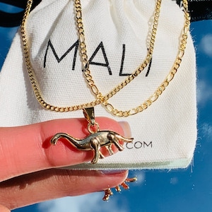 18K Toddler Boy Dinosaur Charm Necklace, Baby Boy Figaro Necklace, Gold Necklace for Little Boy, Baby Jewelry for Boy, One Year Old boy Gift