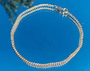18K Gold Filled Curb Chain Anklet, Ready to Ship, dainty Link Baby Anklet, Thin Gold Anklet, Toddler Girl Gift, Mother Daughter Set, Newborn