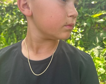 18K Toddler Boy Rope Necklace,Baby Boy Necklace,Toddler Rope Necklace,Baby Rope Necklace,Gold Filled Rope Necklace for Kid,Toddler Boy chain