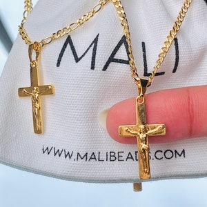 18K Toddler Boy Cross Necklace,Figaro Chain with Cross,Kids Gold Cross Necklace,Boy Cross Necklace,Baby Figaro Necklace,Kids Jewelry,Baby
