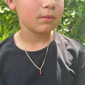 18K gold filled azabache-ketting jongens, beschermingsketting, figaroketting, kinketting, Cadena de Azabache, ketting peuterjongen, kindersieraden