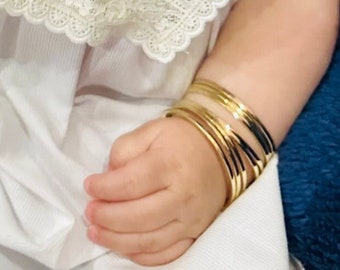 Gold Filled Baby Bangles, Dainty Baby Bracelet, Gold Filled Jewelry, Baby Girl Jewelry, Newborn Girl Gift, Baby Shower Gift for Girls