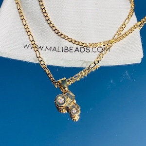 18K Toddler Boy Tractor Truck Charm Necklace, Baby Boy Figaro Necklace, Gold Necklace for Little Boy, Baby Jewelry, One Year Old boy Gift