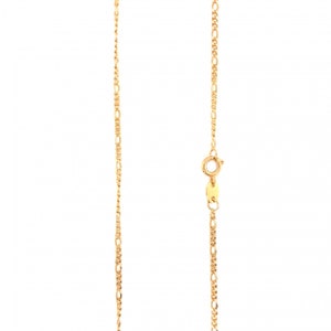 May include: A gold chain necklace with a lobster clasp closure.