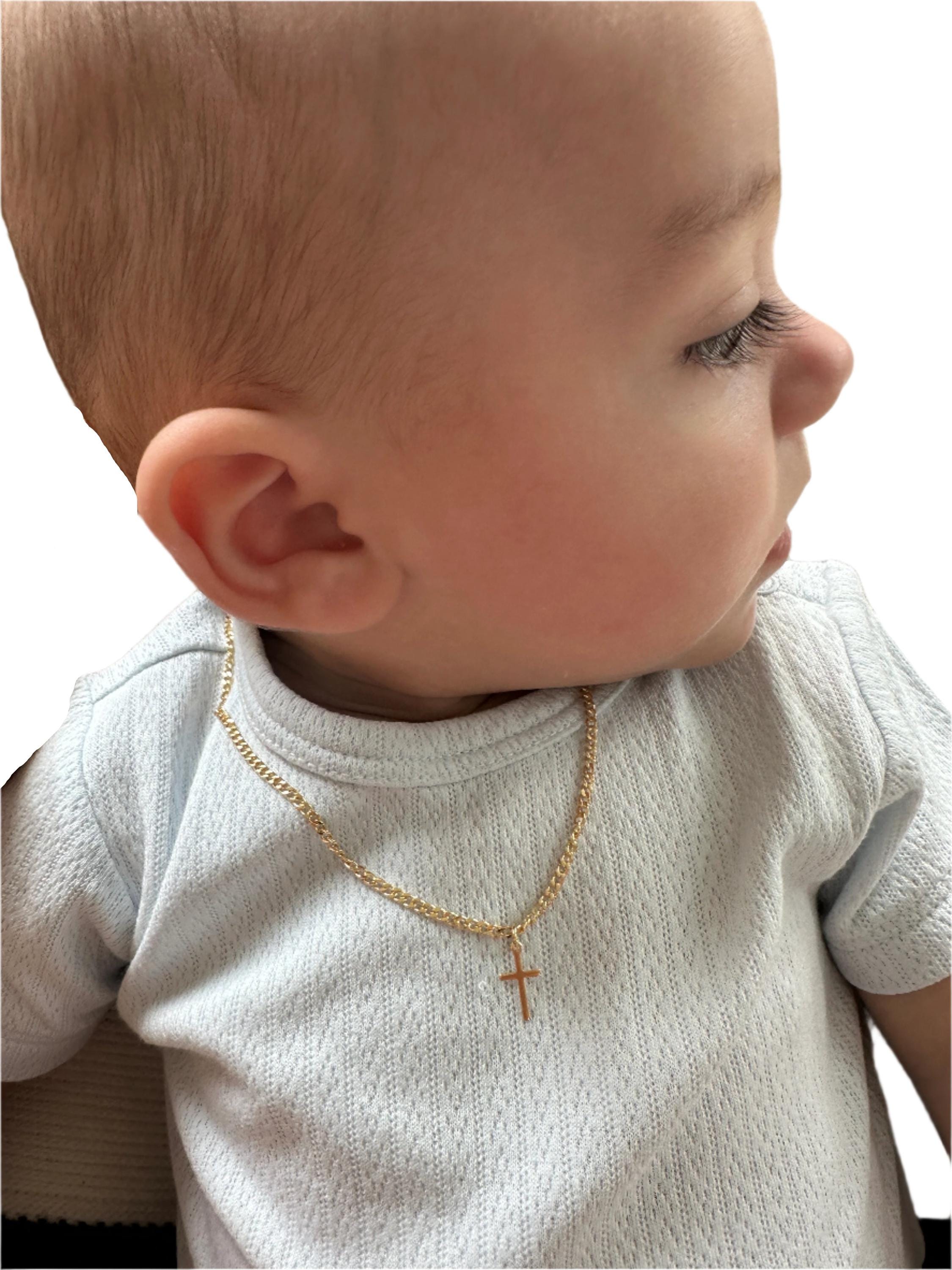 18K Baby Cross Necklace, Gold Toddler Cross Chain, Kids Jewelry, Baptism Gift, Christening Gift, Newborn Gift, Baby Jewelry, Baby Boy Chain