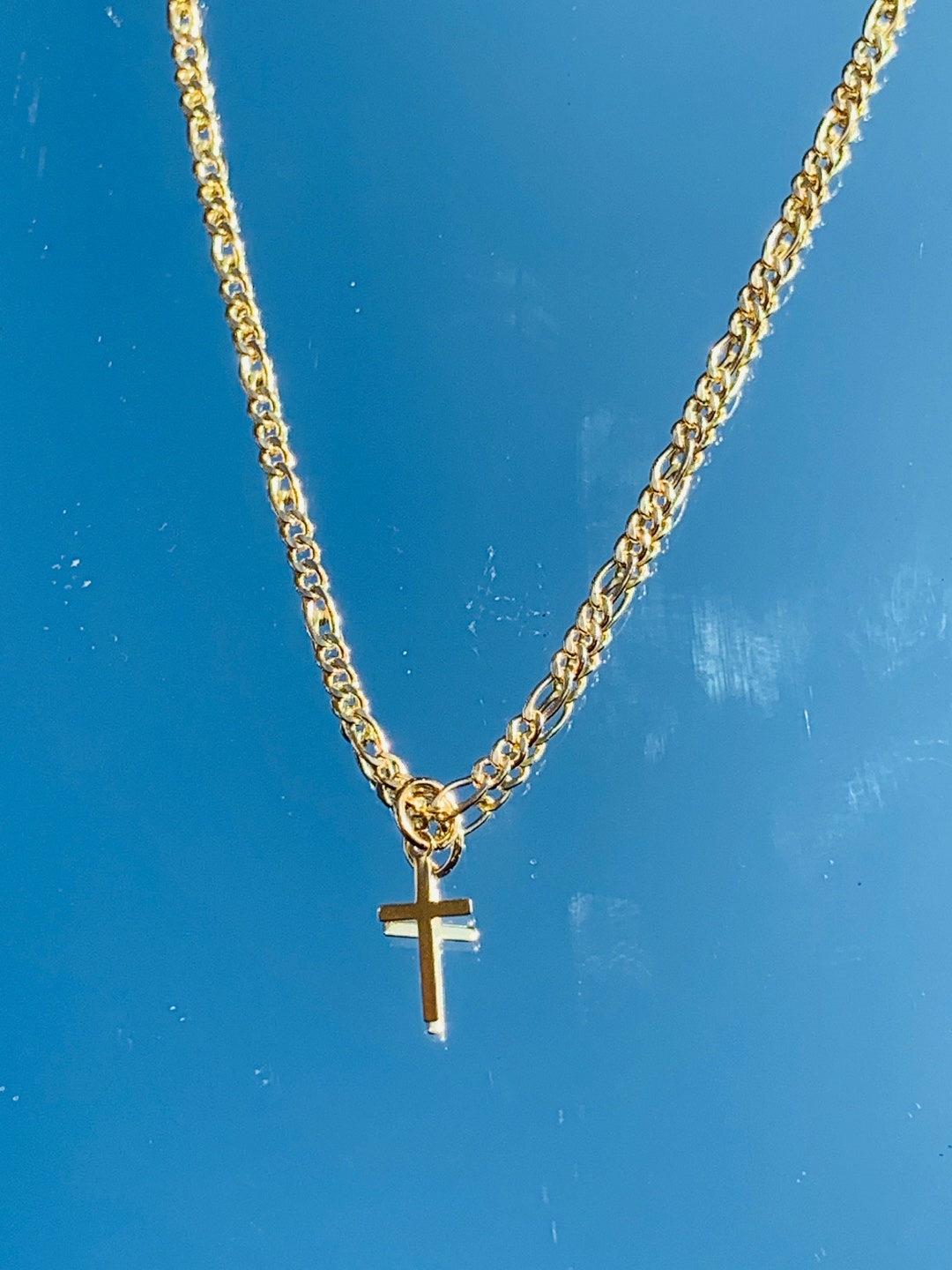 18K Children's Cross Necklace, Dainty Kids Cross Necklace, Baptism Gift