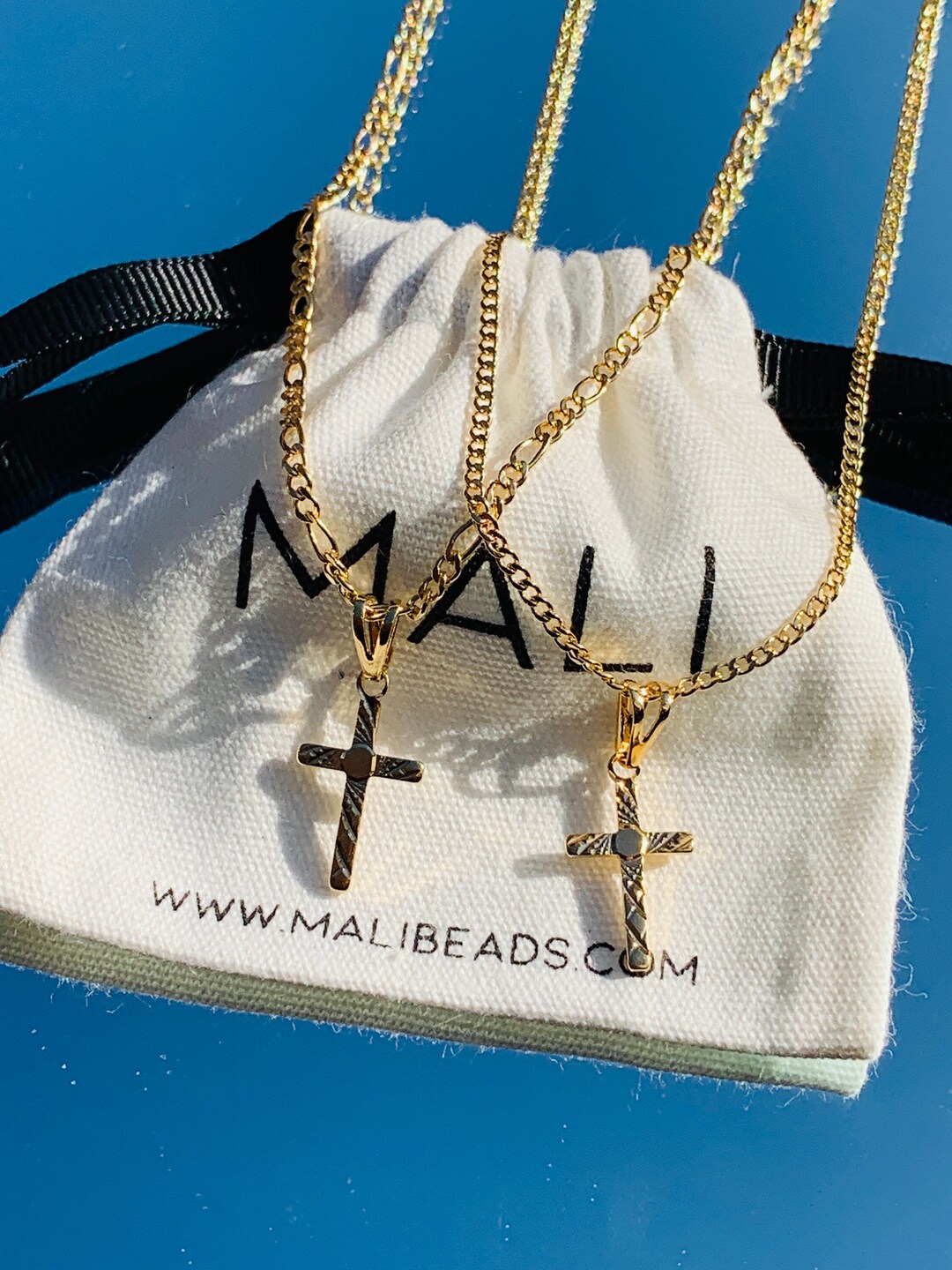 Toddler Boy Cross Necklace, Figaro Chain Cross, Ready to Ship, Curb