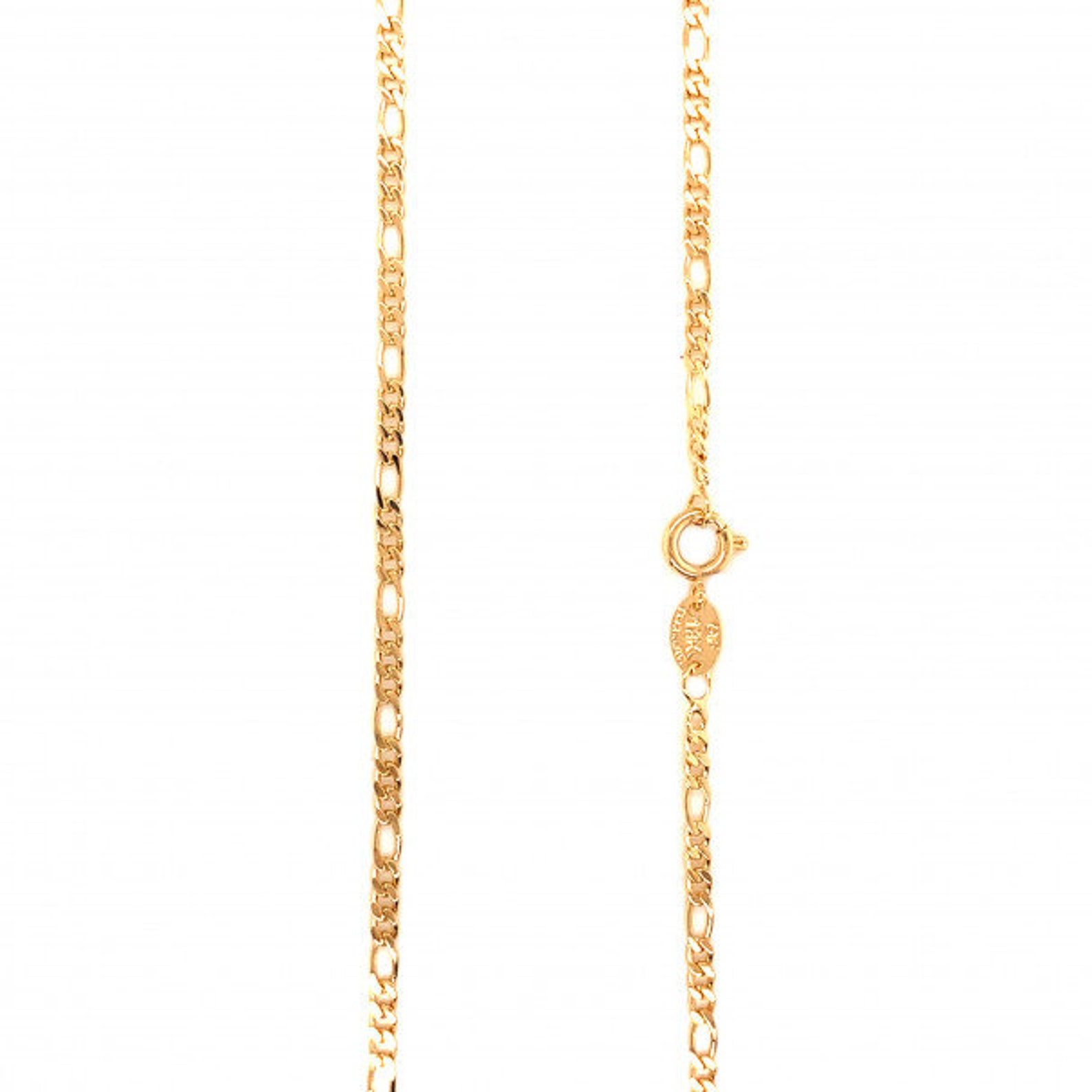 18K Baby Cross Necklacefigaro Chain With Crosskids Gold Etsy