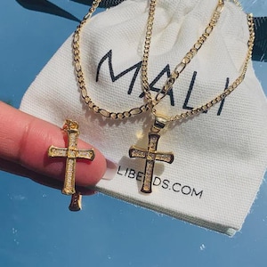 18K Diamond Cross Necklace for Boy, Toddler Chain with Small Cross, Kids Gold Cross Jewelry, Religious Gift, Catholic Necklace, Baby Jewelry