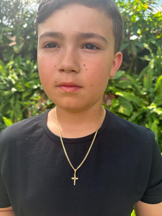 18K Baby Necklace for boy,Kids Gold Necklace,Toddler boy Necklace,Baby Curb Chain Necklace,Baby Jewelry for Boy,Toddler Boy Gold Necklace