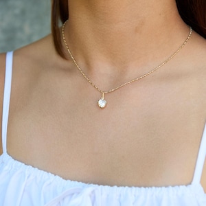 18K Heart Necklace for Teen Girl, Crystal Heart Necklace, Gift for daughter, Heart Jewelry, Dainty Gold Filled Heart Chain, Gift for her