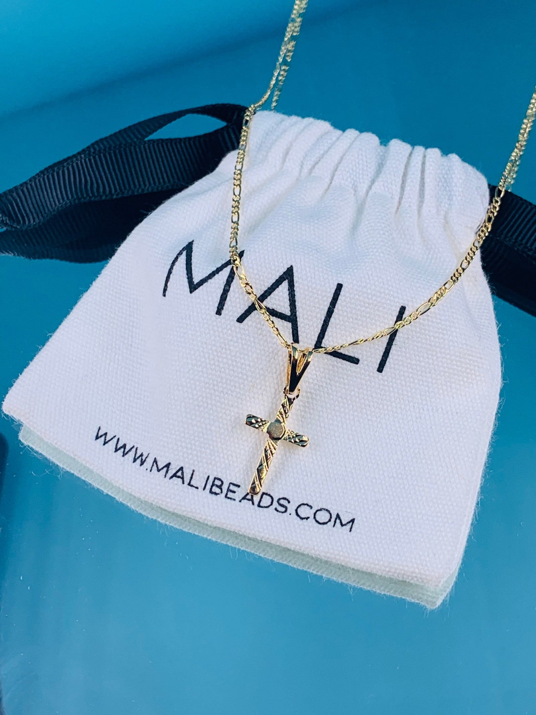 18K Baby Cross Necklace,figaro Chain With Cross,kids Gold Cross