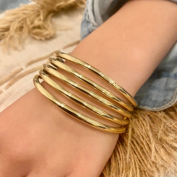 Gold filled Bangles for Little Girls, 3mm Gold Stacking Bracelet, Ready to Ship, Toddler Girl Gift, Birthday Gift Girl, Waterproof Jewelry