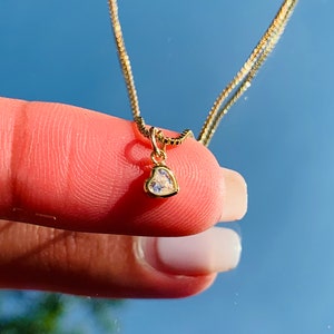 18K Heart Necklace for Toddler Girl, Baby Girl Heart Necklace, Gift for baby girl, Heart Jewelry, 1 Year Old Girl Gift, Mommy & me jewelry