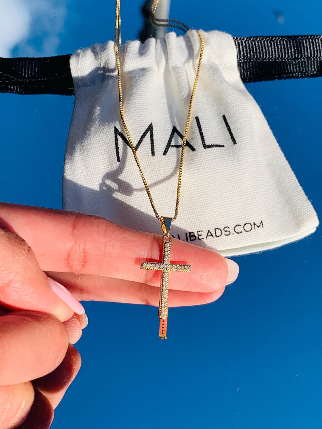 18K WG BABY CROSS DIAMOND PENDANT NECKLACE main image 1