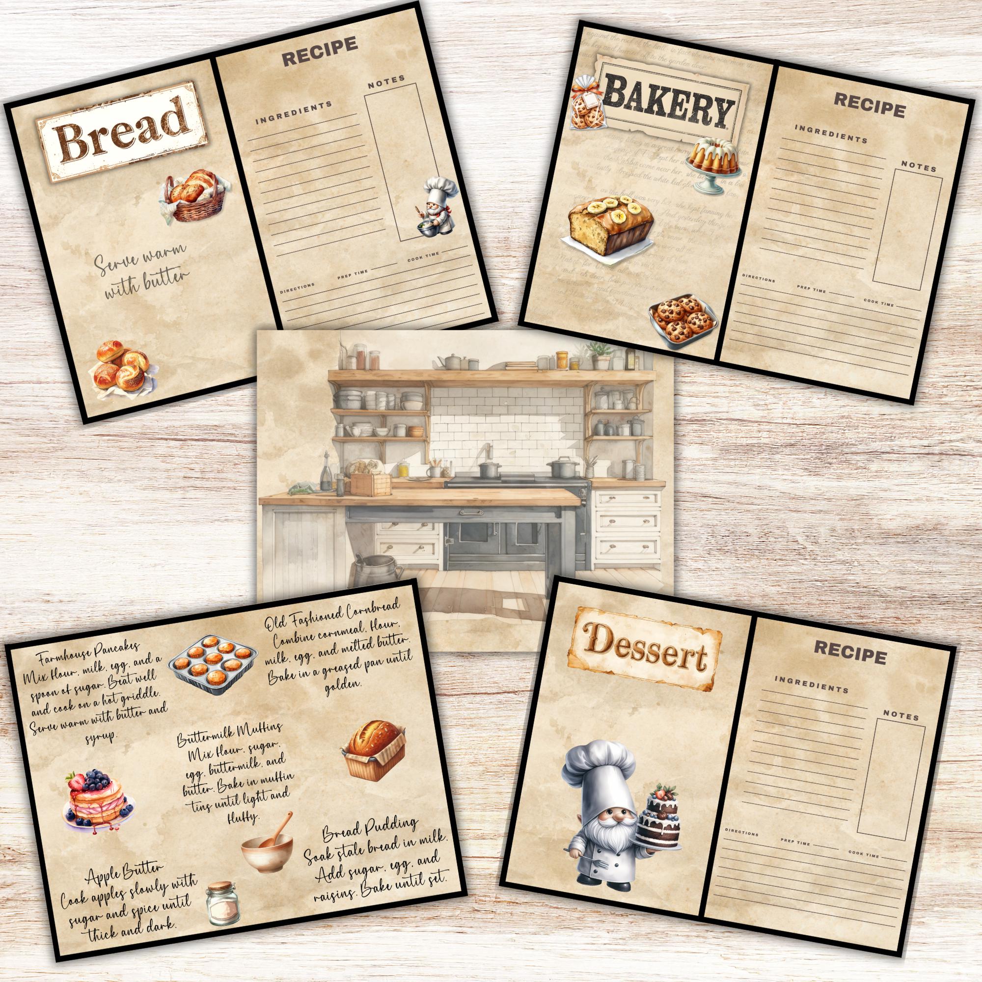 Vintage Recipe Junk Journal Kit Printable, Baking Ephemera, Kitchen ...