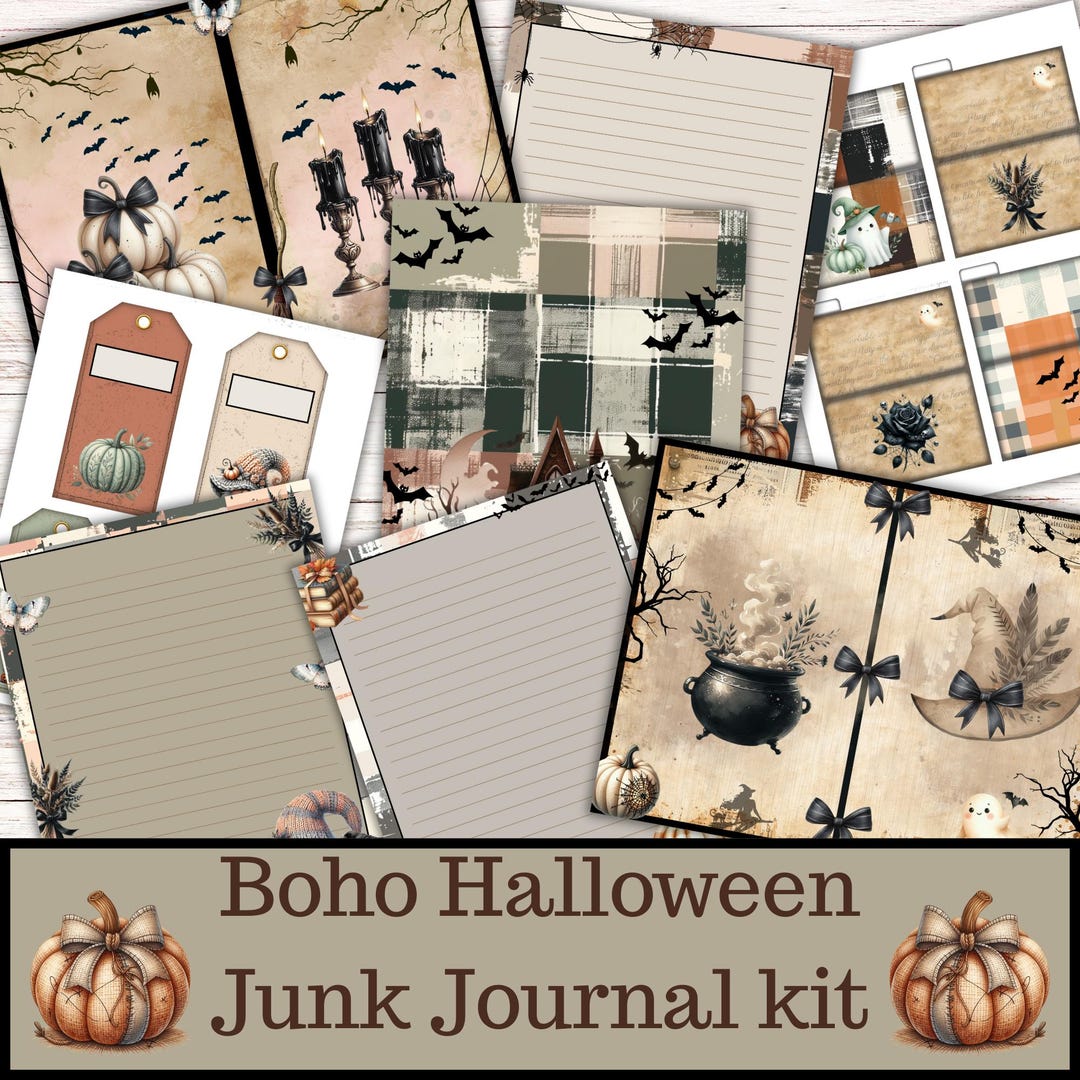 Spooky Season Halloween Junk Journal Kit, Junk Journal Pages, Ephemera ...