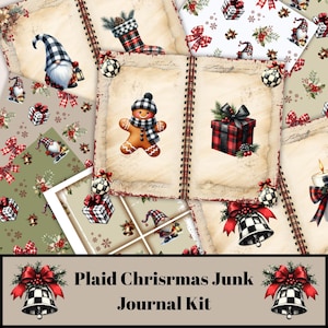 Christmas Junk journal kit, Junk journal pages, Junk Journal Kit Printable Christmas, Digital junk journal, Christmas backgrounds,