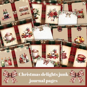 Christmas delights junk journal pages, Christmas junk journal kit, Christmas backgrounds, Scrapbook paper, Christmas Printable,