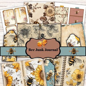 さんきち様 リクエスト 4点 まとめ商品 40 Vintage Bee Junk Journal Printable Tags, Bee Junk Journal