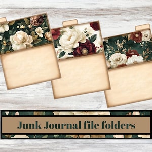 Junk journal file folders, ephemera, junk journal kit, Notebook Cards, Printable, Digital Download