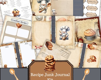 Kit de diario de recetas, diario de cocina, diario imprimible, libro de cocina, descarga digital,