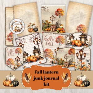 Fall junk journal kit, Fall printable journal pages, Autumn junk journal, Tags, Labels, junk journal printables, halloween ephemera,