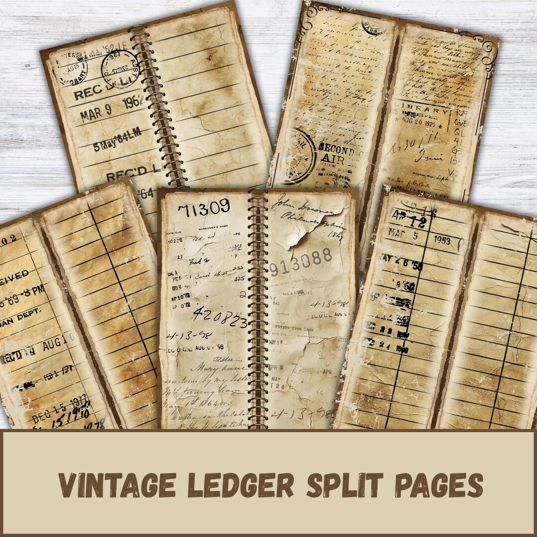 Vintage Grunge Ledger Pages, Printable Accounting Sheets, Junk Journals ...