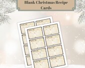 Blank Christmas recipe cards, Printable Christmas cards, labels, Ephemera, Note cards, digital download,