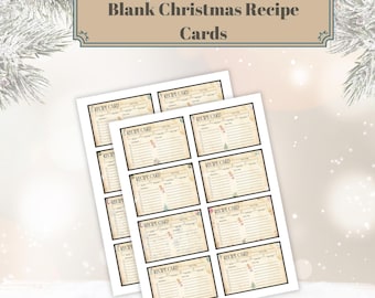 Blank Christmas recipe cards, Printable Christmas cards, labels, Ephemera, Note cards, digital download,