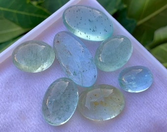 Natural Aquamarine Cabochon Gemstone, Fine Quality 7 pcs Natural Aquamarine 12MM - 22MM Loose Gemstone For Jewelry making