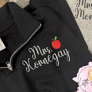 Teacher Quarter Zip Sweatshirt, Personalized Sweatshirt, Embroidered Quarter Zip, Custom Pullover, Gift for Teacher, Teacher Appreciation