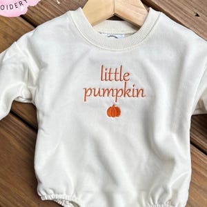 Little Pumpkin Fall Baby Outfit | Pumpkin Embroidered Bubble for Toddlers Personalized