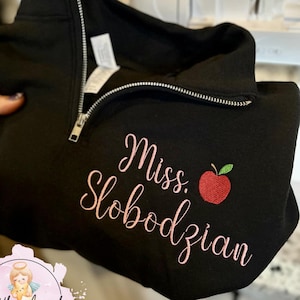 Teacher Quarter Zip Sweatshirt, Personalized Sweatshirt, Embroidered Quarter Zip, Custom Pullover, Gift for Teacher, Teacher Appreciation