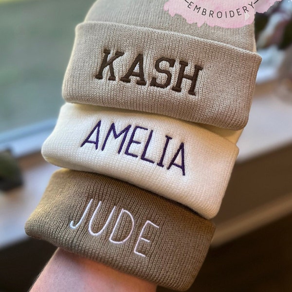 Personalized Embroidered Name Beanie: Custom Baby & Toddler Winter Hat