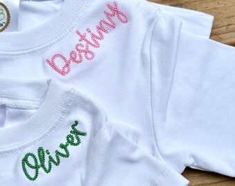 Embroidered Toddler Name Shirt: Personalized Kids Crewneck