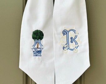 Wreath Sash | Embroidery Sash | Door Hanger |  Embroidered Decor | Housewarming Gift | House Decor | Personalized Wreath Sash