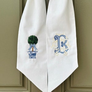 Personalized Embroidered Wreath Sash: Custom Initial Door Hanger