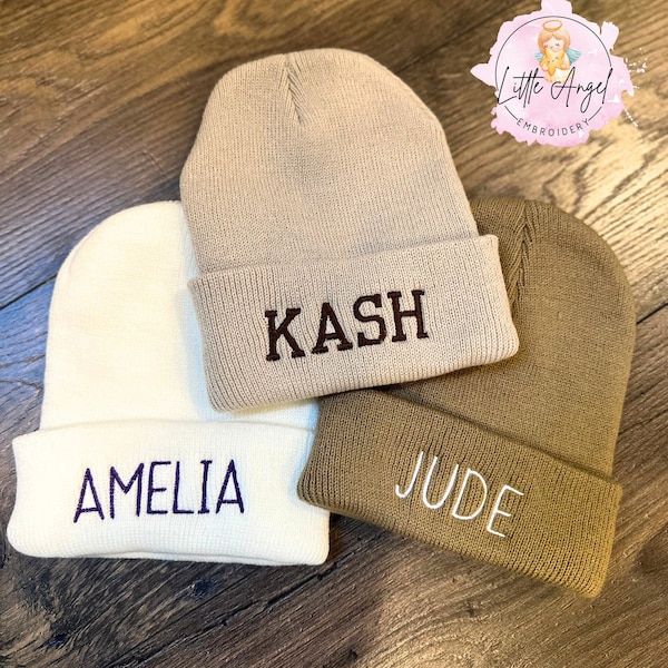 Embroidered Name Beanie Hat, Personalized Hat for Children, Kids Name Hat, Hat with Monogram, Baby Hat, Unisex Toddler Hat, Newborn Hat