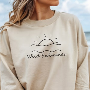 Wild Swimming Oversized Sweatshirt For Women, Wild Swimming Gift For Her, Wild Swimming Self Care Shirt,  Wild Swim Nature Hoodie .