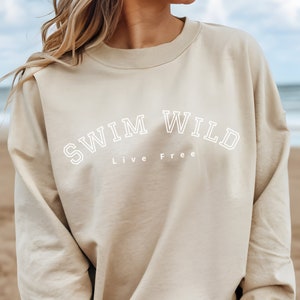 Wild Swimming Oversized Sweatshirt For Women, Wild Swimming Gift For Her, Wild Swimming Self Care Shirt,  Wild Swim Nature Hoodie .
