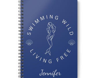 Personalised Wild Swimming Spiral Notebook Gift, cold water sea swimming journal, cold water therapy spiral notebook, sea swimming lover