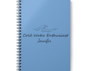 Personalised Wild Swimming Spiral Notebook Gift, cold water sea swimming journal, cold water therapy, sea swimming lover notebook, mindful