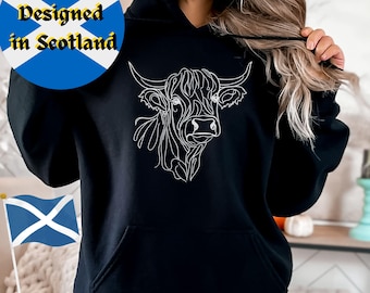 Highland Cow Hoodie, Scotland Cow hoody, Hairy Cow hoodie, Scottish Cow Cute Gift, Animal Lover Gift, Highland Cow Gifts, Farm Animal Hoodie