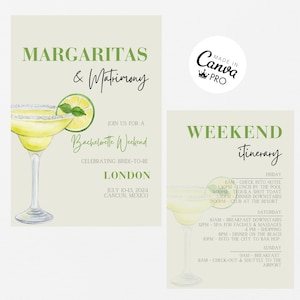 Canva Pro - Margaritas & Matrimony Bachelorette Weekend Invitation | Template | Fully Editable