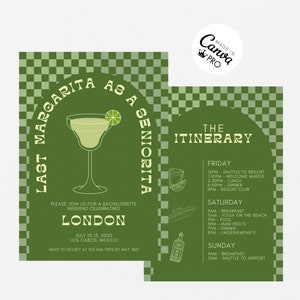 Canva Pro - Bachelorette Weekend Invitation | Last Margarita As A Señorita Modern Digital Invite | Template | Fully Editable
